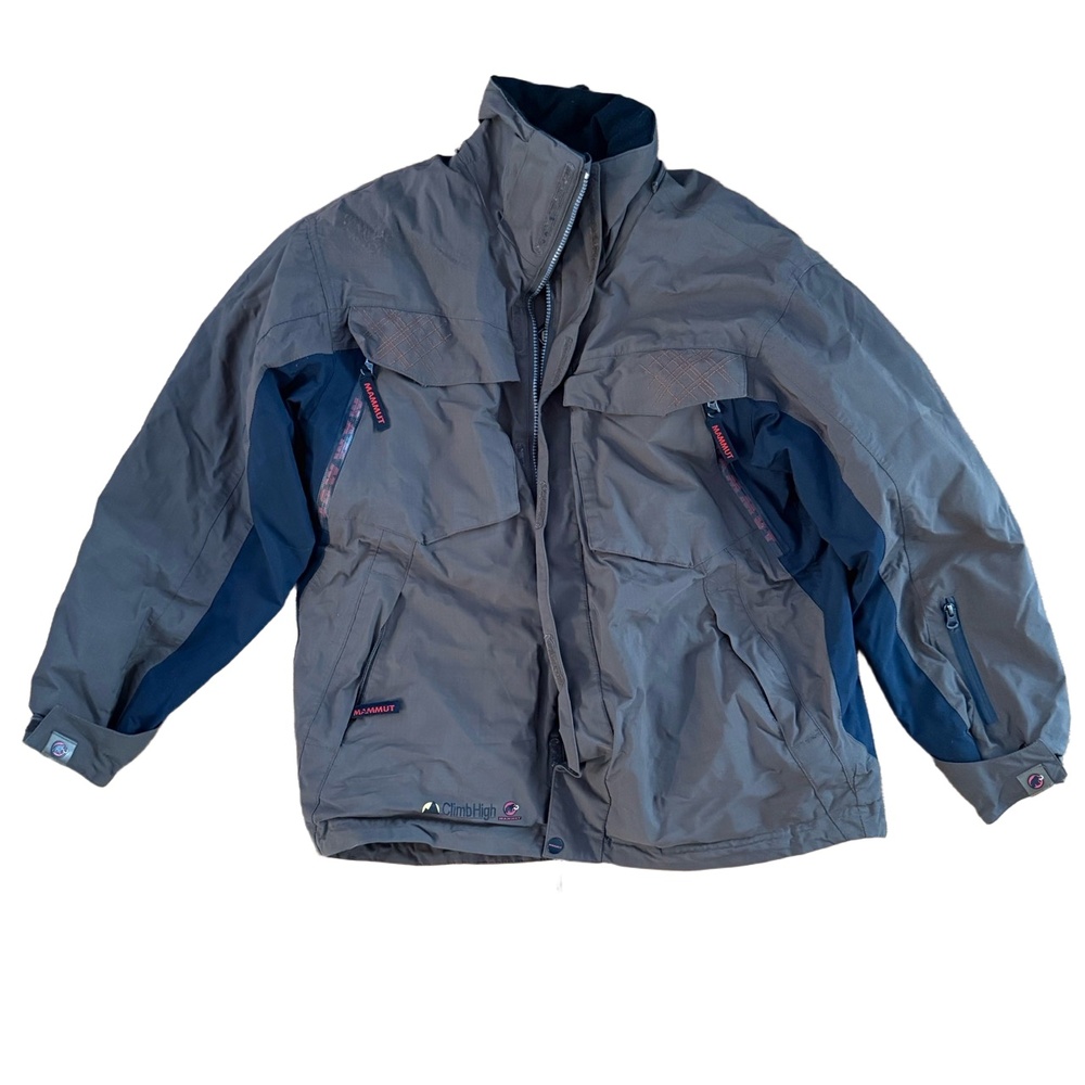 Vintage Mammut Gray Navy Outdoor Jacket Zip-Off Sleeves Womens Medium